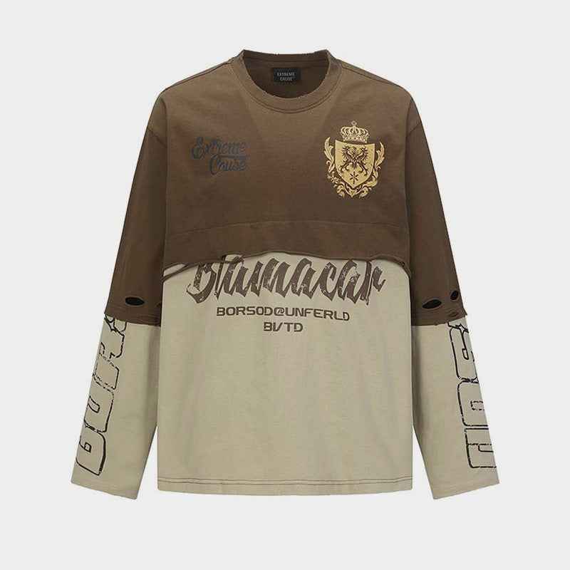 Y2K Grunge Patchwork | Distressed Graphic Sweatshirt