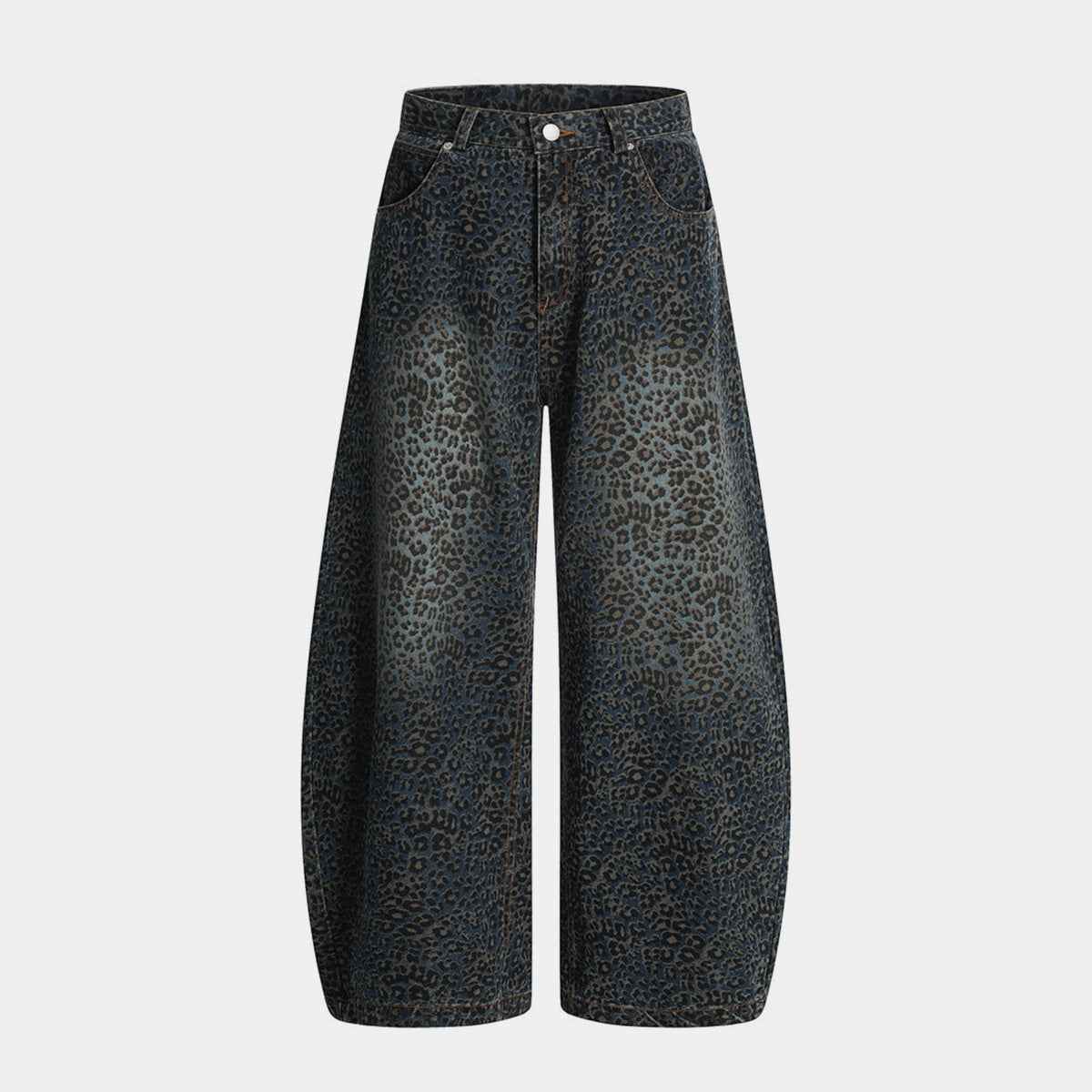 Leopard Print Barrel Jeans | Wide Leg High Rise Streetwear Denim