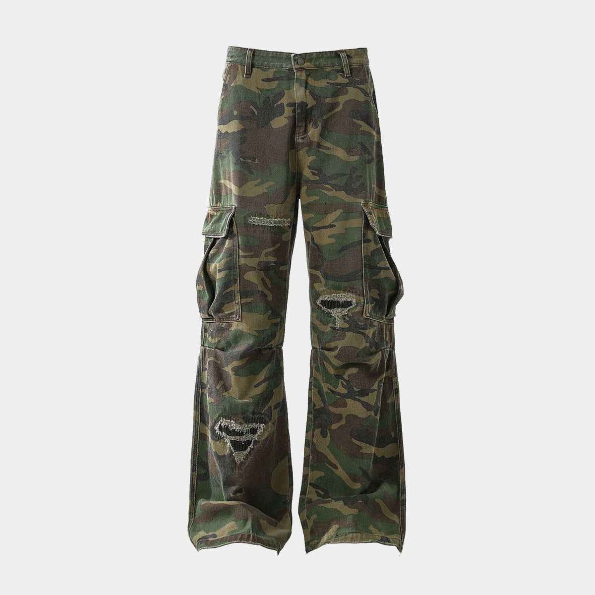 Ripped Camouflage Flared | Cargo Pants