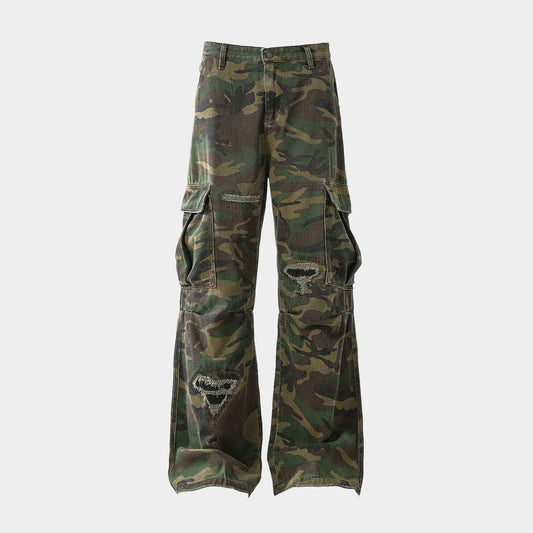 Ripped Camouflage Flared | Cargo Pants