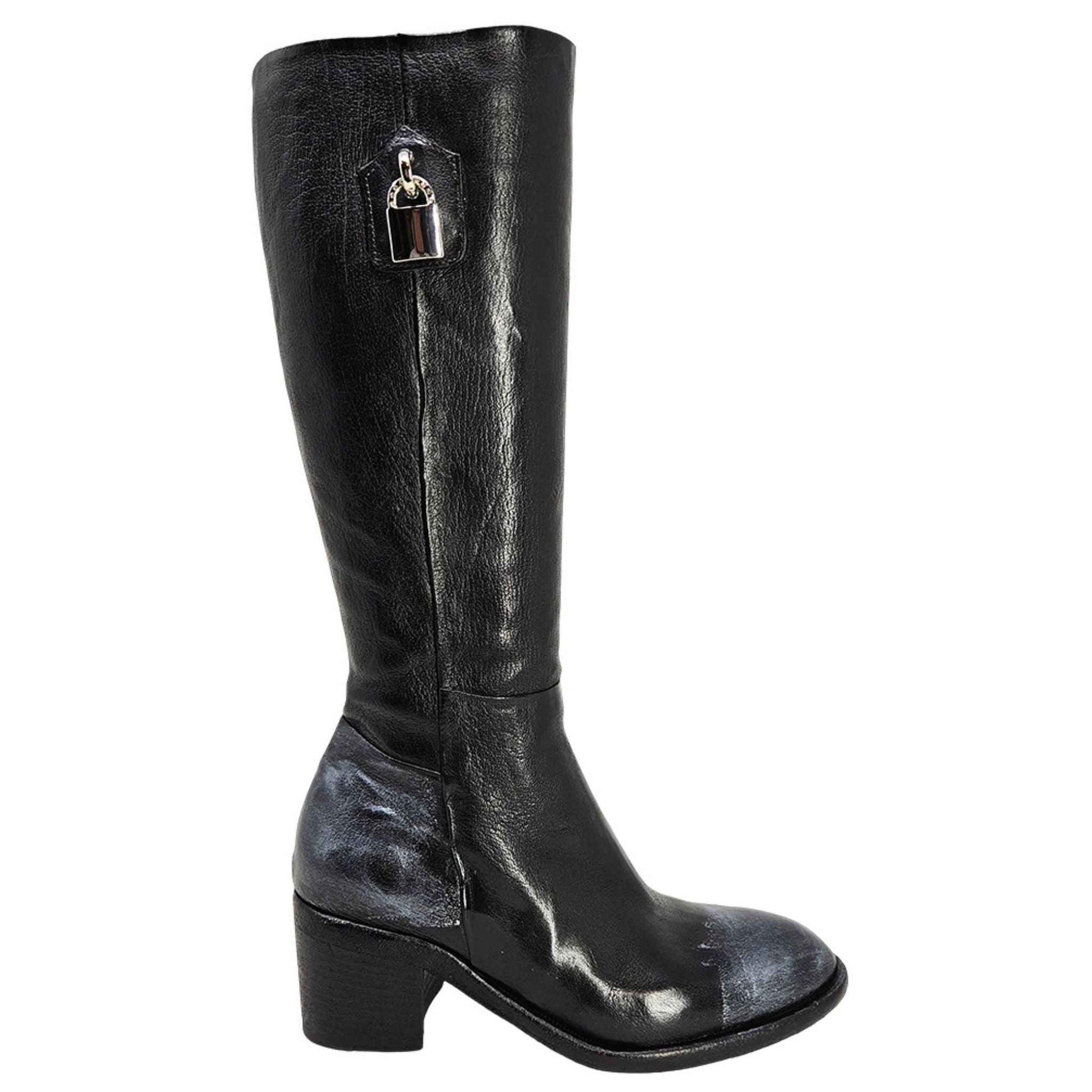 Black Tall Hand Rubbed Lock Boot