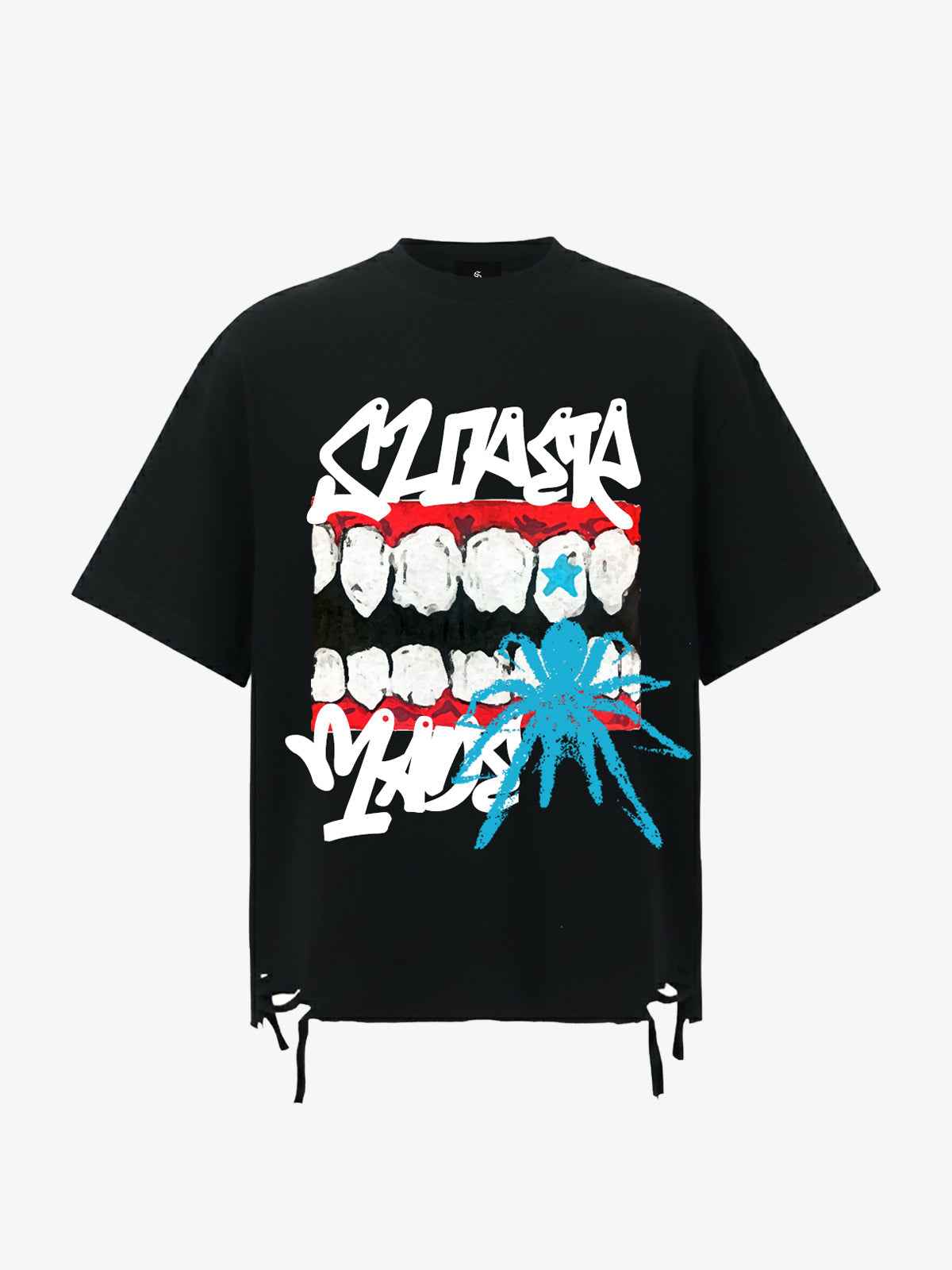 Distressed Graffiti Mouth Graphic T-Shirt