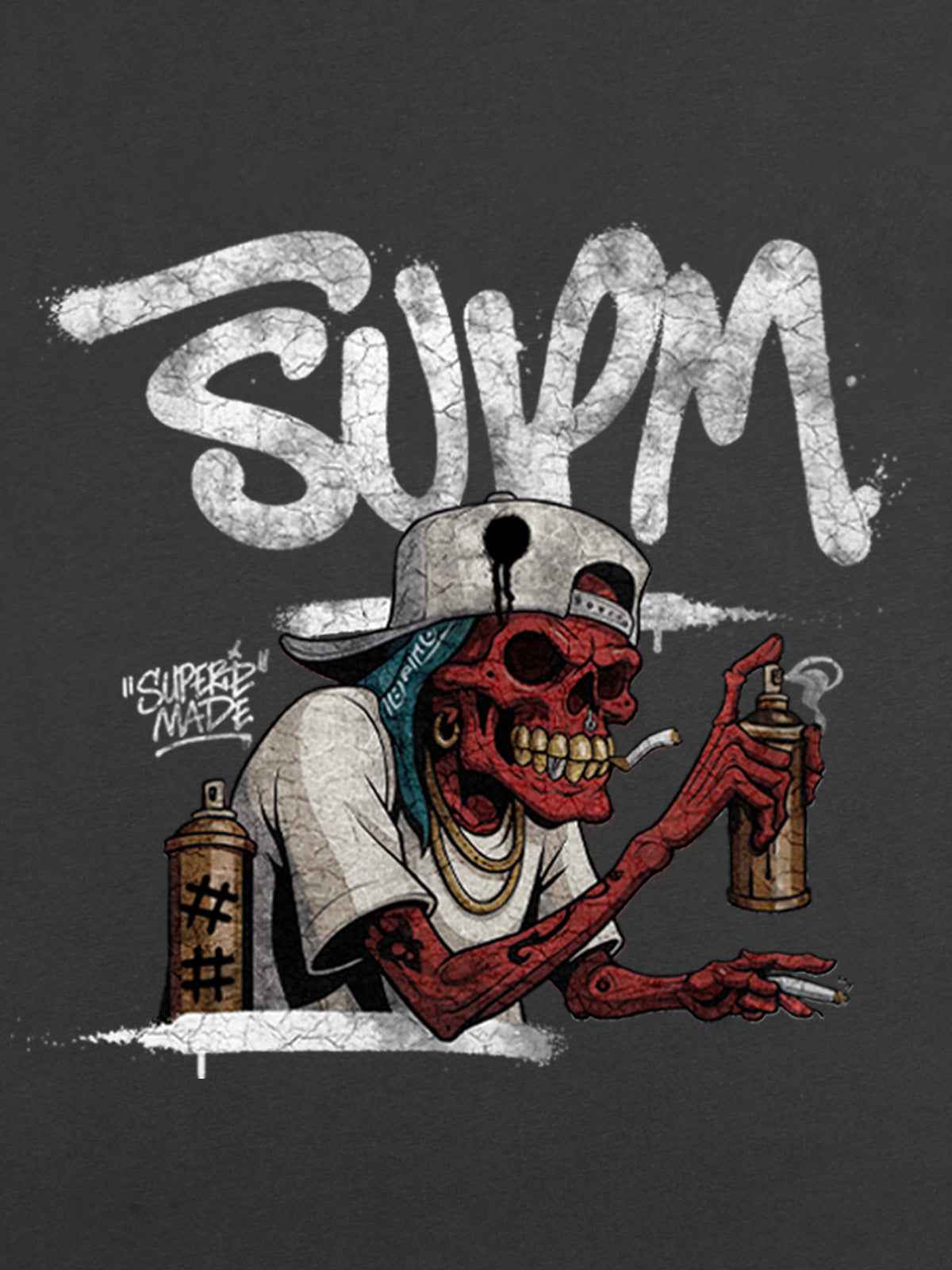 Street Trendy Skull Spray-Paint Graffiti Master T-Shirt
