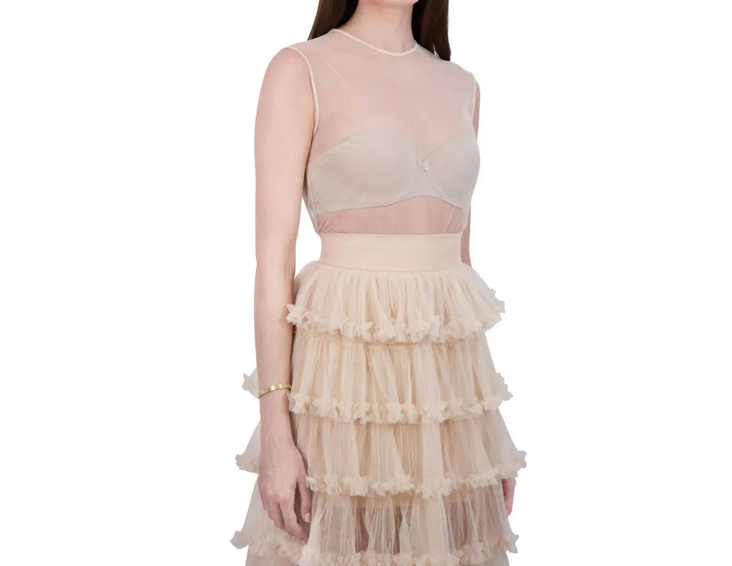 Gilded Fairy Crew Neck Tulle Top