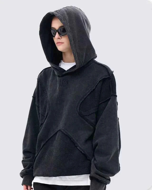 Washed Hoodie | Panelled Streetwear Pullover