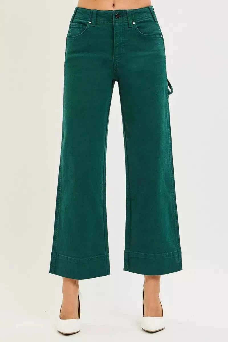 RISEN Tummy Control High Rise Crop Wide No Waist Band Pants