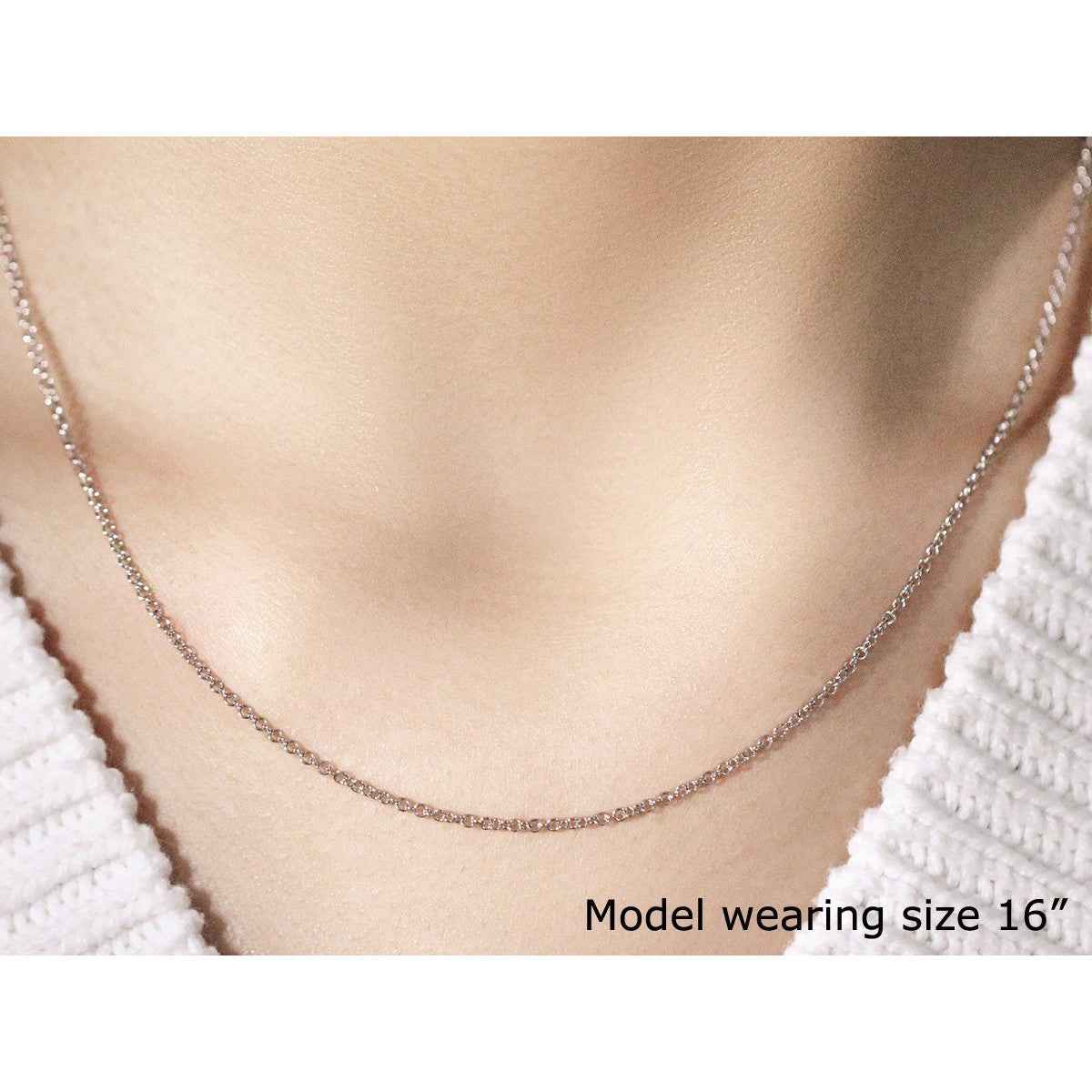 14k White Gold Round Cable Link Chain 1.9mm
