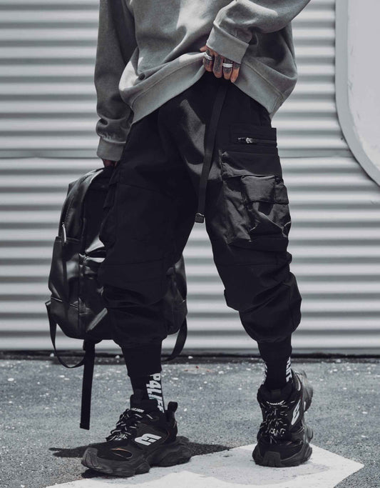 IBP442 Matte Black Cargo Joggers