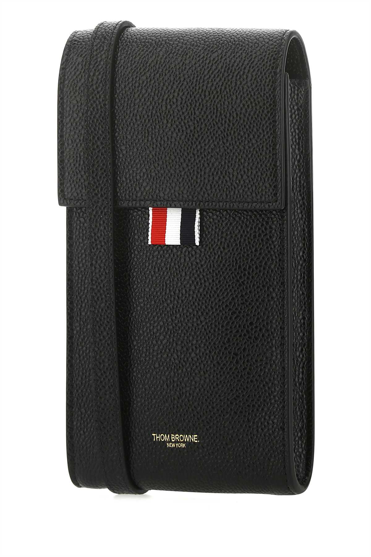 Thom Browne Men Black Leather Phone Holder