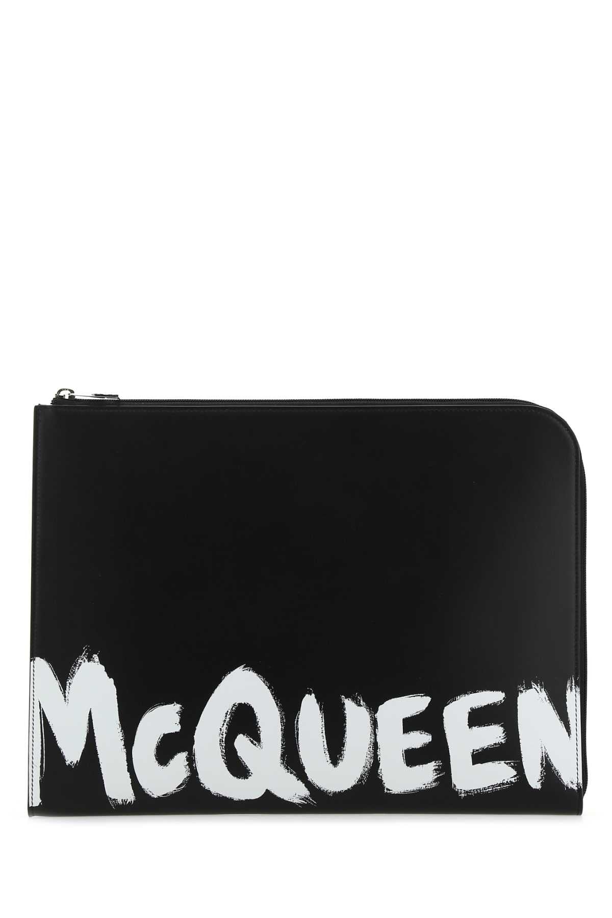 Alexander Mcqueen Men Black Leather Document Holder - JUSTLUXURY