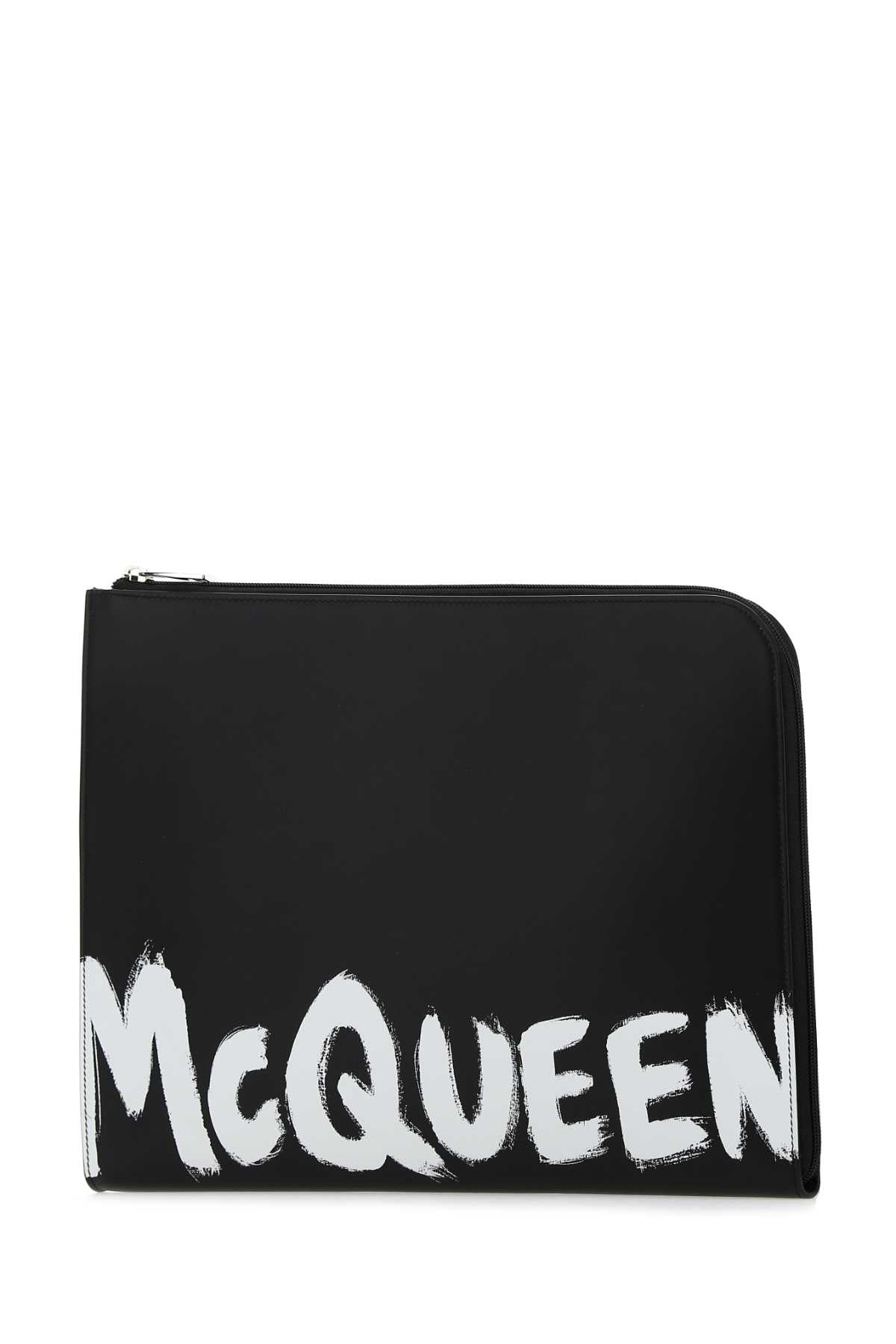 Alexander Mcqueen Men Black Leather Document Holder - JUSTLUXURY