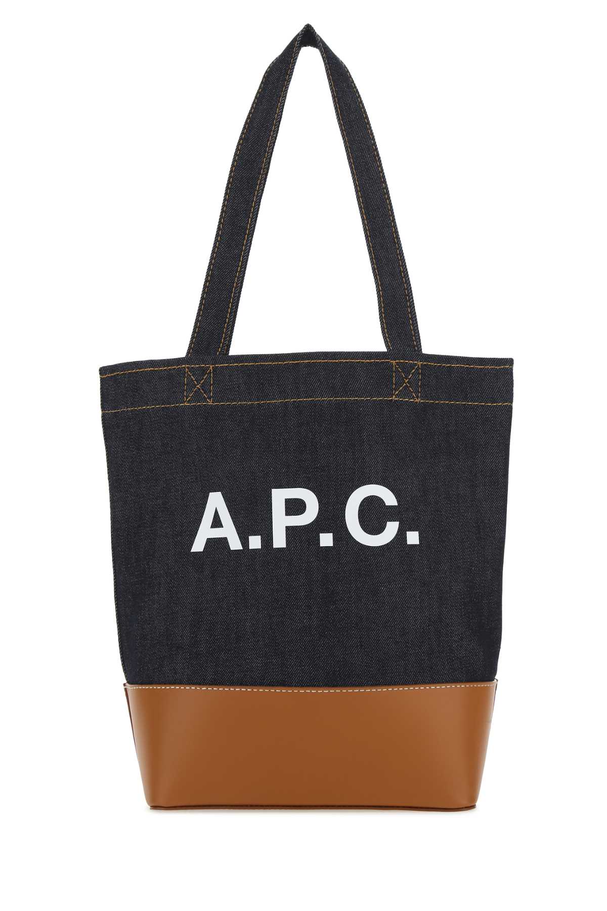 A.P.C. Men Two-Tone Denim And Leather Axelle Shopping Bag - JUSTLUXURY