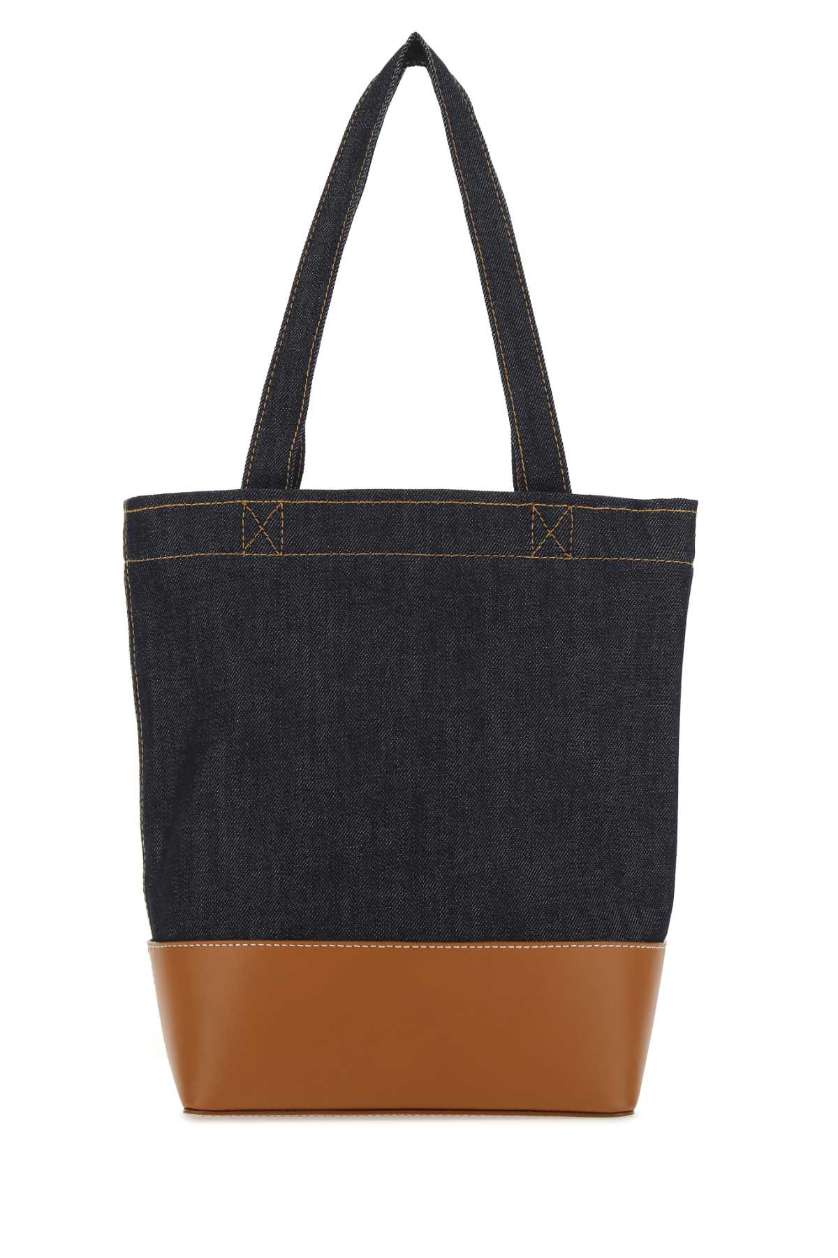 A.P.C. Men Two-Tone Denim And Leather Axelle Shopping Bag - JUSTLUXURY
