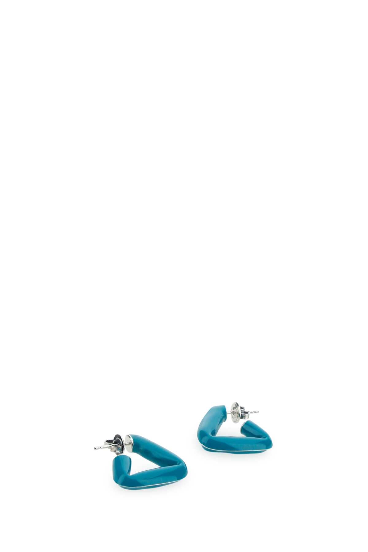 Bottega Veneta Women Teal Green 925 Silver Fold Earrings - JUSTLUXURY