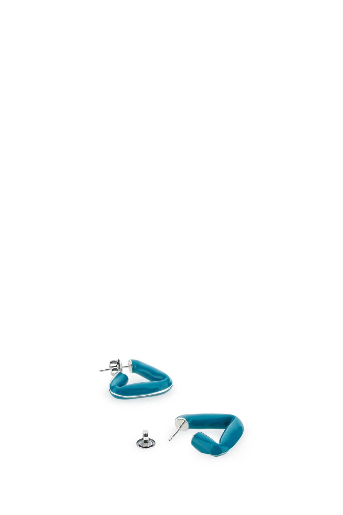 Bottega Veneta Women Teal Green 925 Silver Fold Earrings - JUSTLUXURY