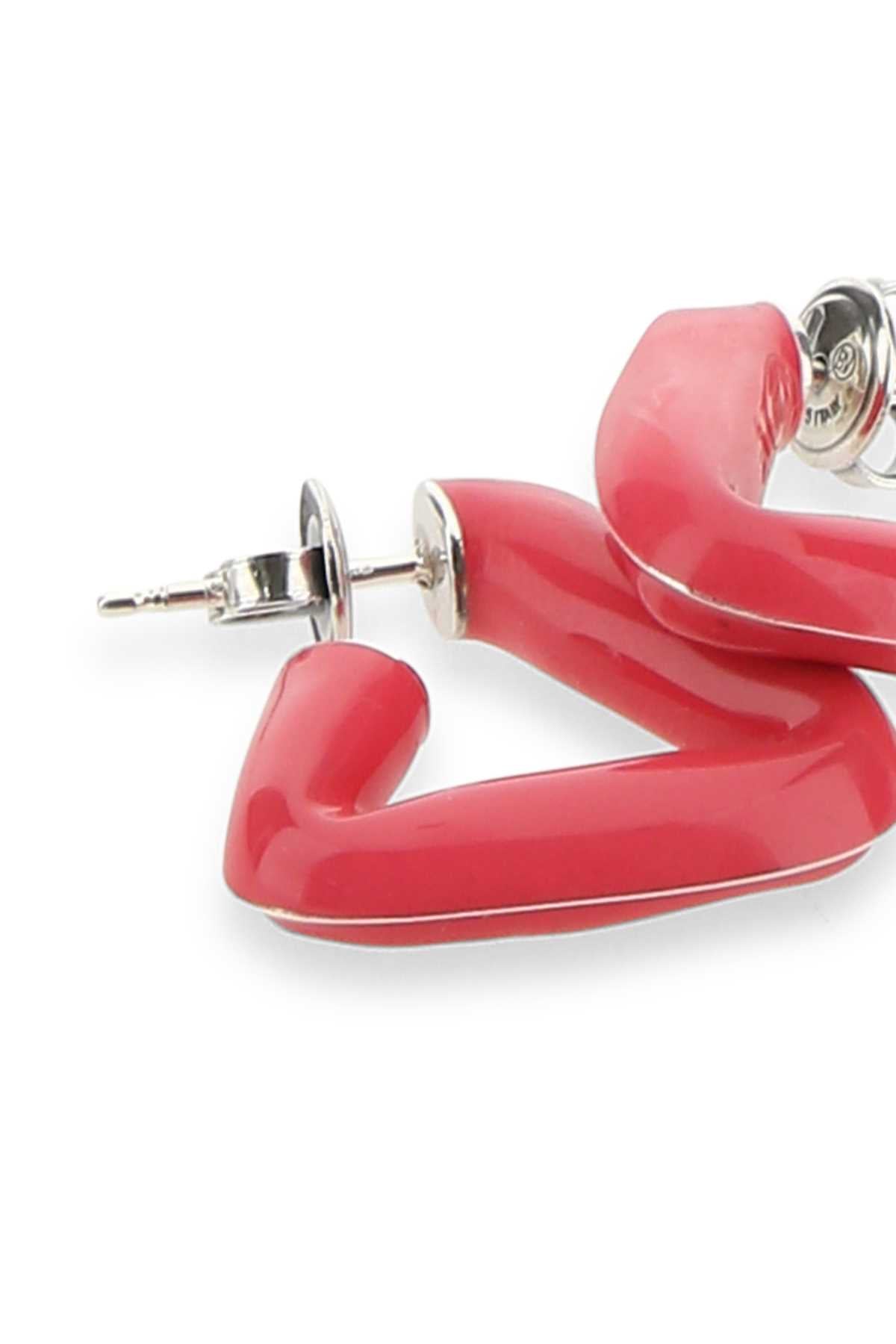 Bottega Veneta Women Fuchsia 925 Silver Fold Earrings - JUSTLUXURY
