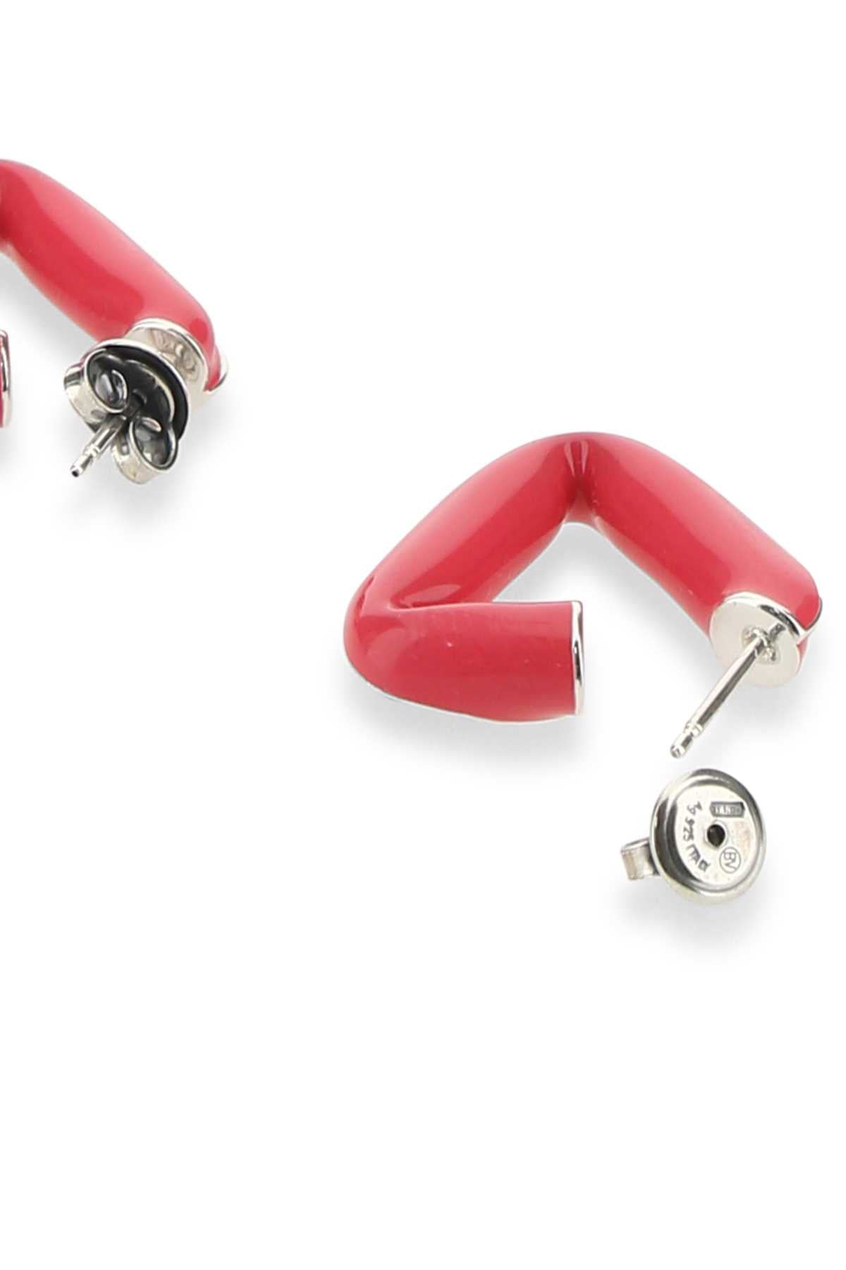 Bottega Veneta Women Fuchsia 925 Silver Fold Earrings - JUSTLUXURY