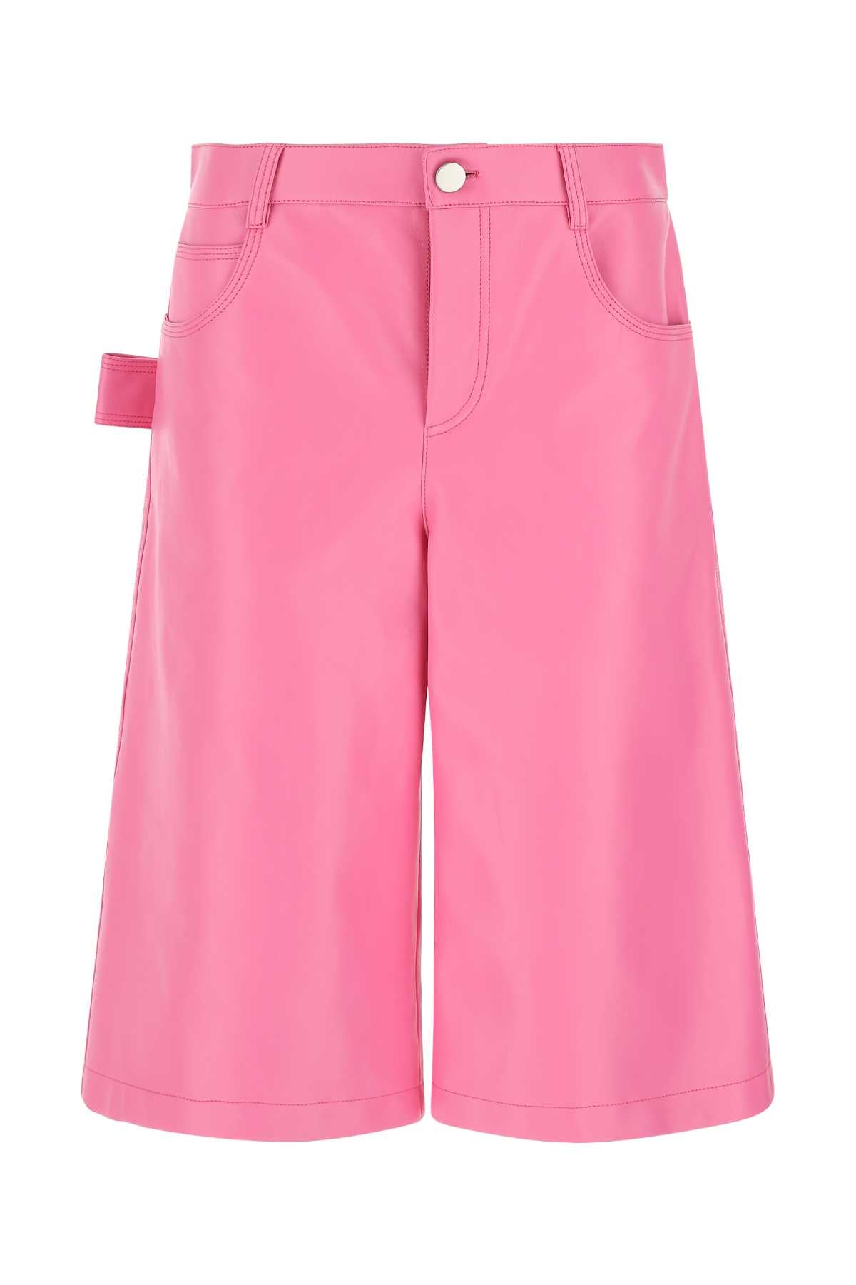 Bottega Veneta Women Pink Nappa Leather Bermuda Shorts - JUSTLUXURY