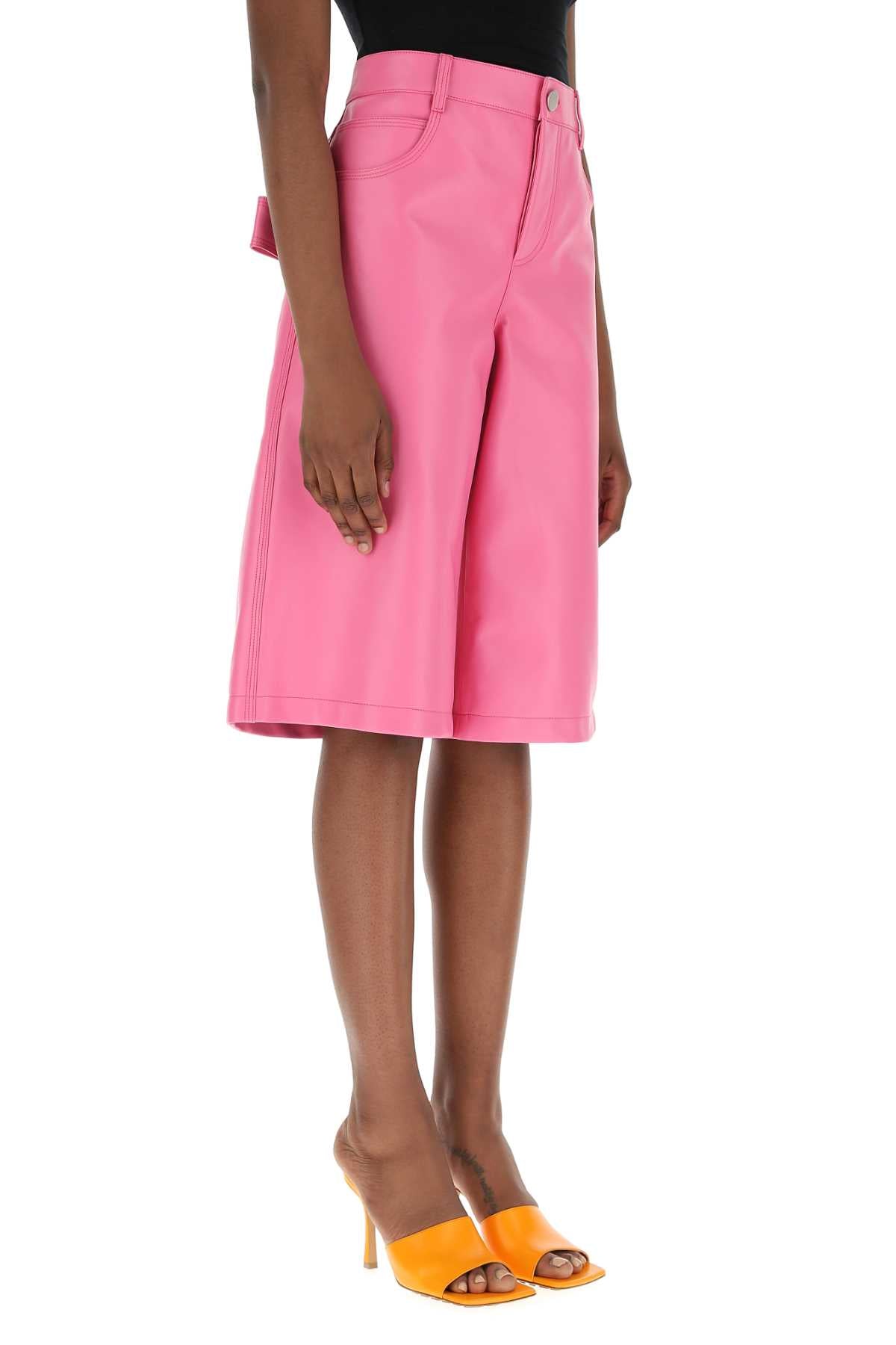 Bottega Veneta Women Pink Nappa Leather Bermuda Shorts - JUSTLUXURY