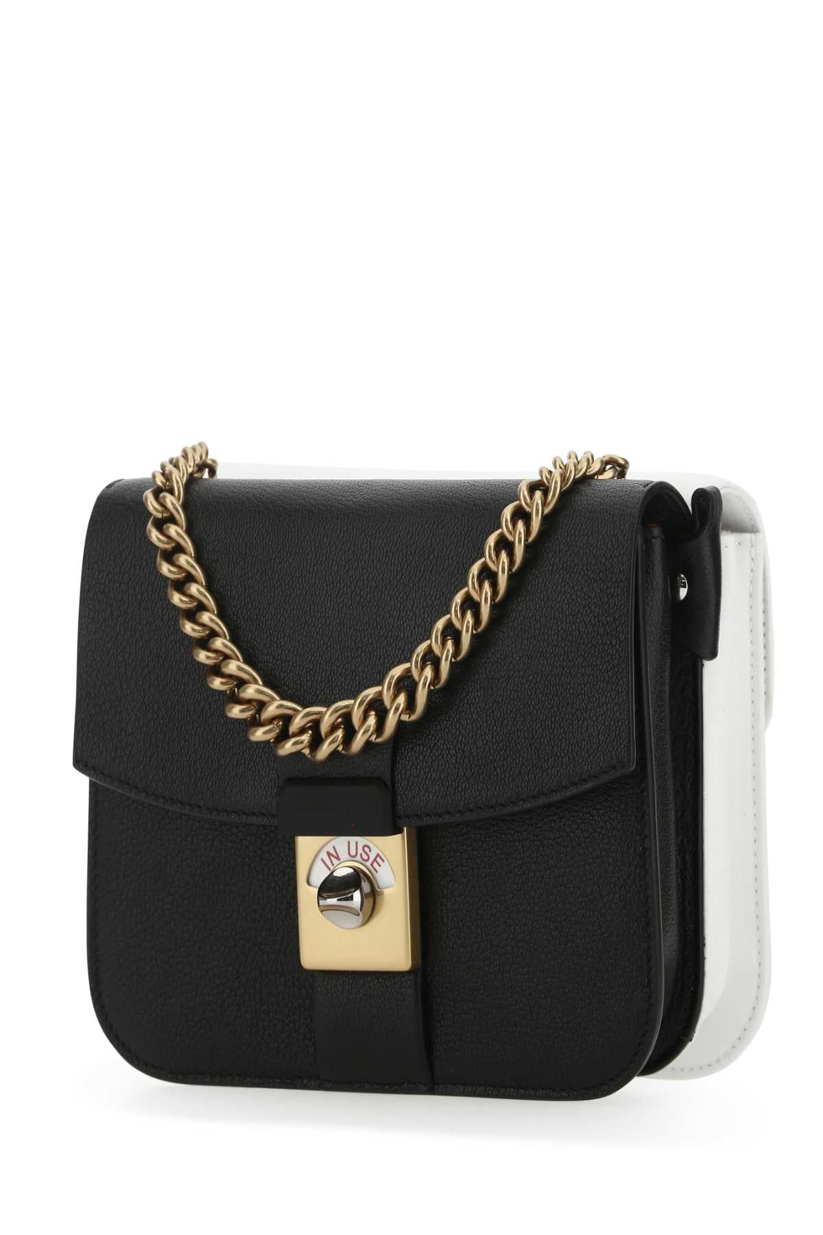 Maison Margiela Women Two-Tone Leather And Cotton New Lock Square Handbag - JUSTLUXURY