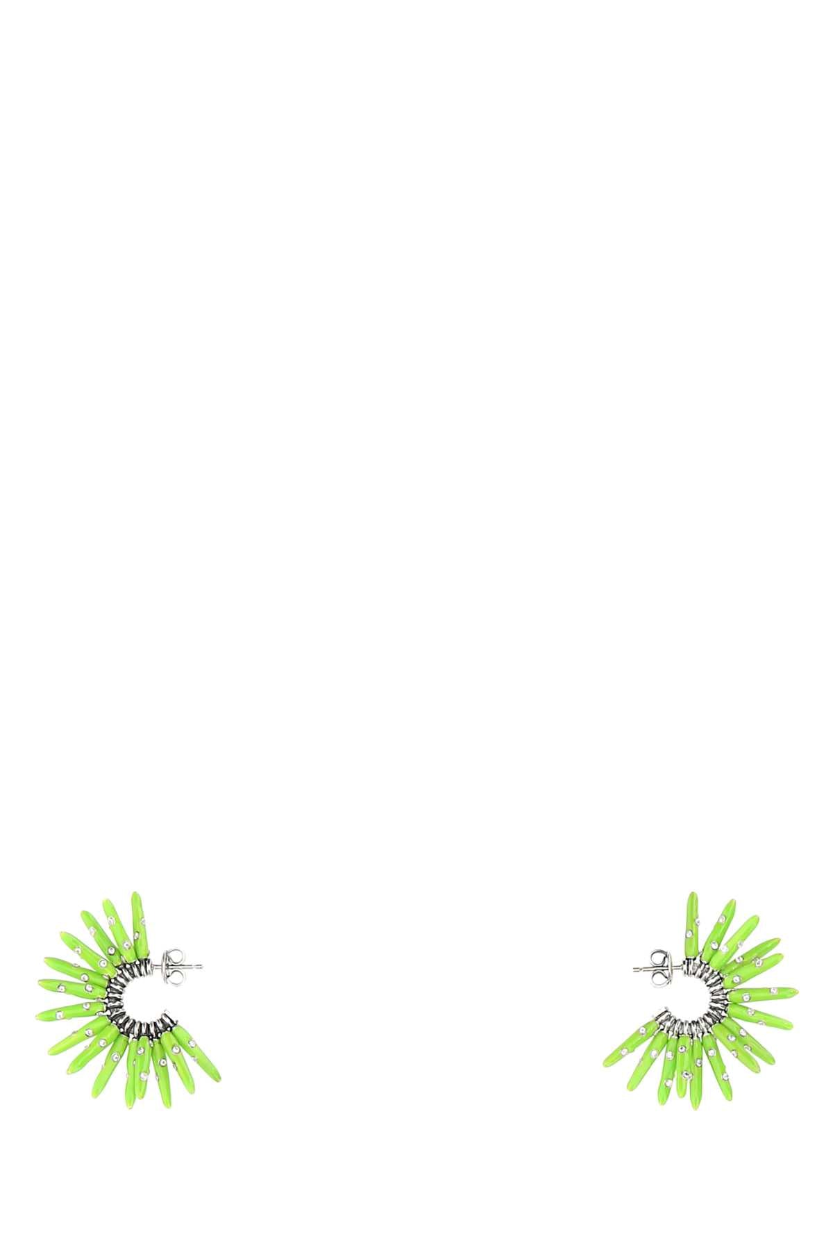 Bottega Veneta Women Acid Green 925 Silver Cone Earrings - JUSTLUXURY