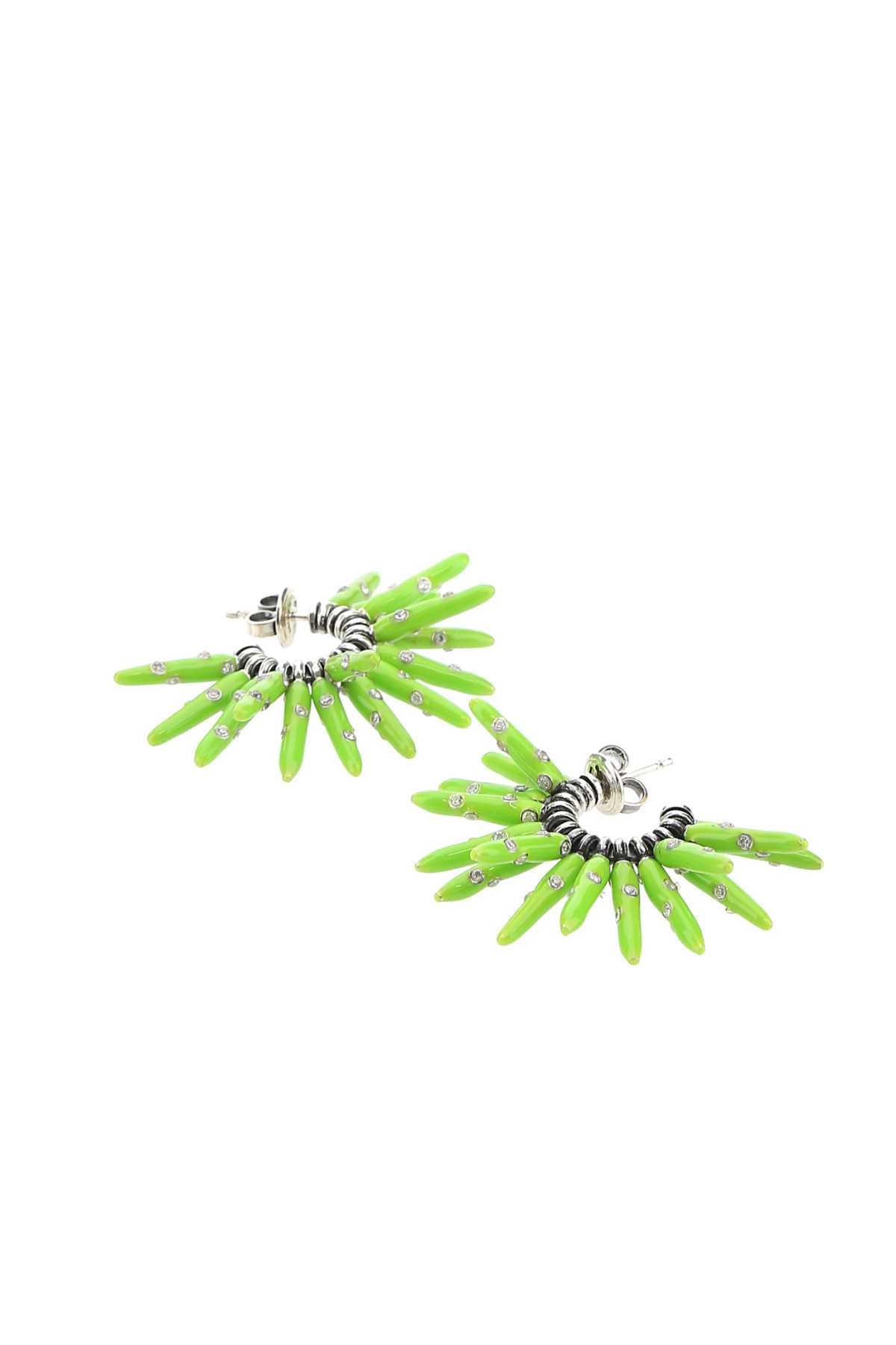 Bottega Veneta Women Acid Green 925 Silver Cone Earrings - JUSTLUXURY