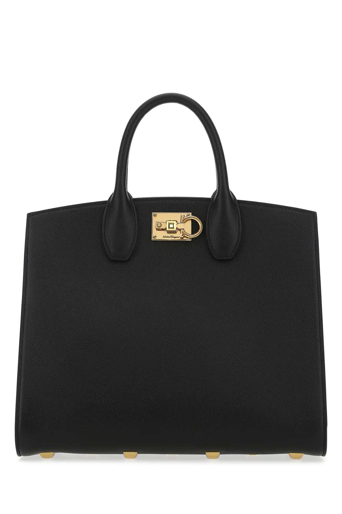 Salvatore Ferragamo Women Black Leather The Studio Handbag - JUSTLUXURY