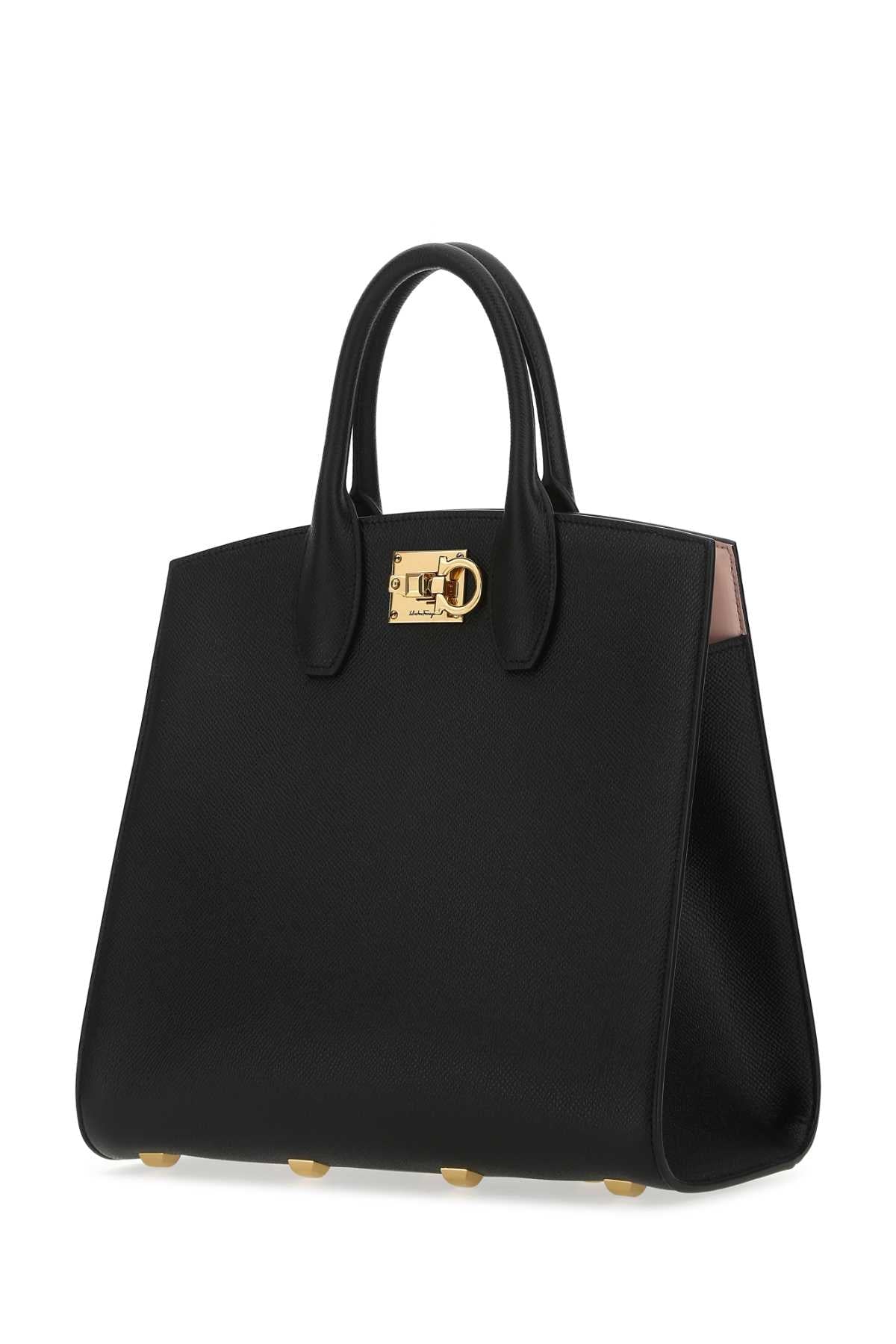 Salvatore Ferragamo Women Black Leather The Studio Handbag - JUSTLUXURY