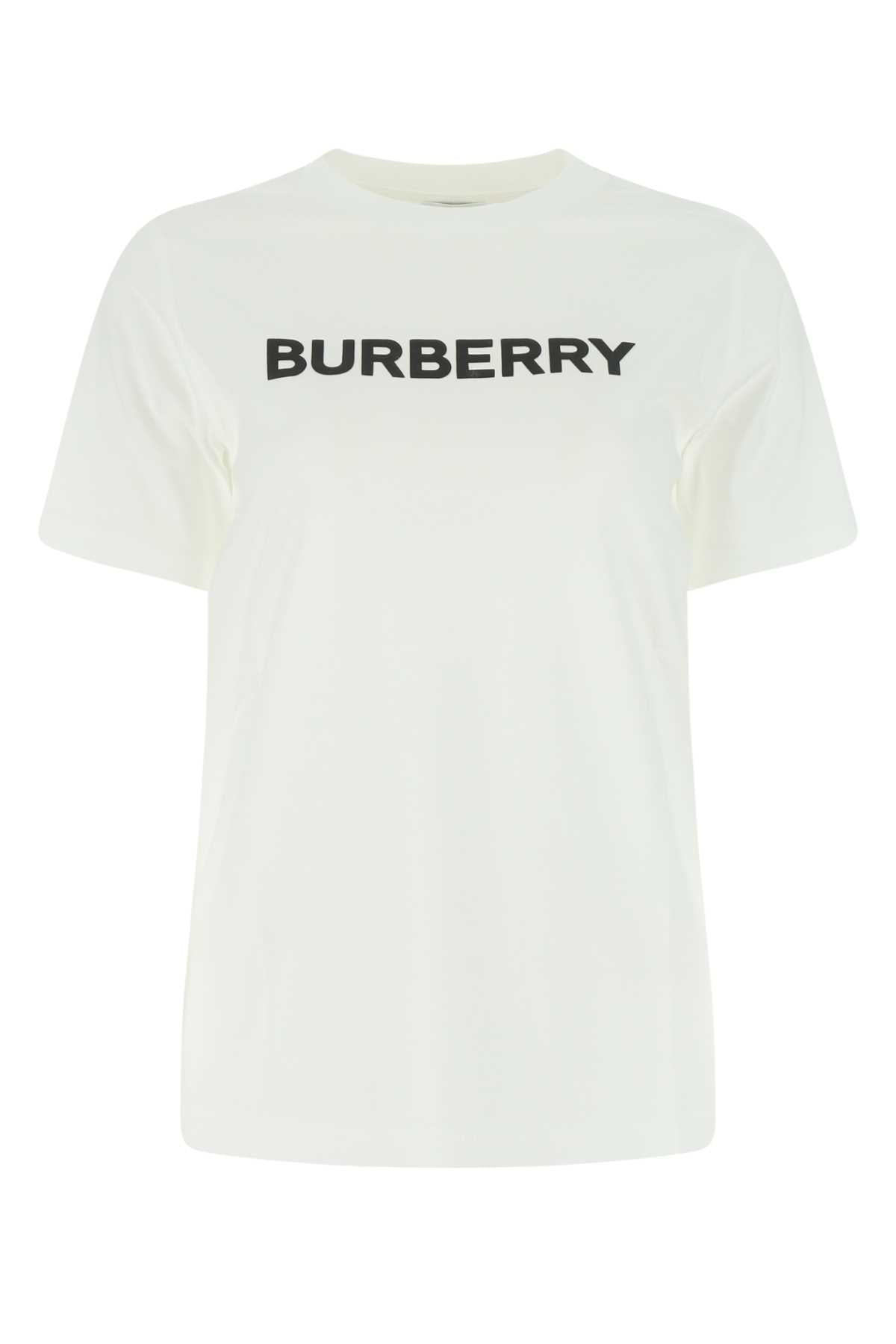 Burberry Women White Cotton T-Shirt - JUSTLUXURY