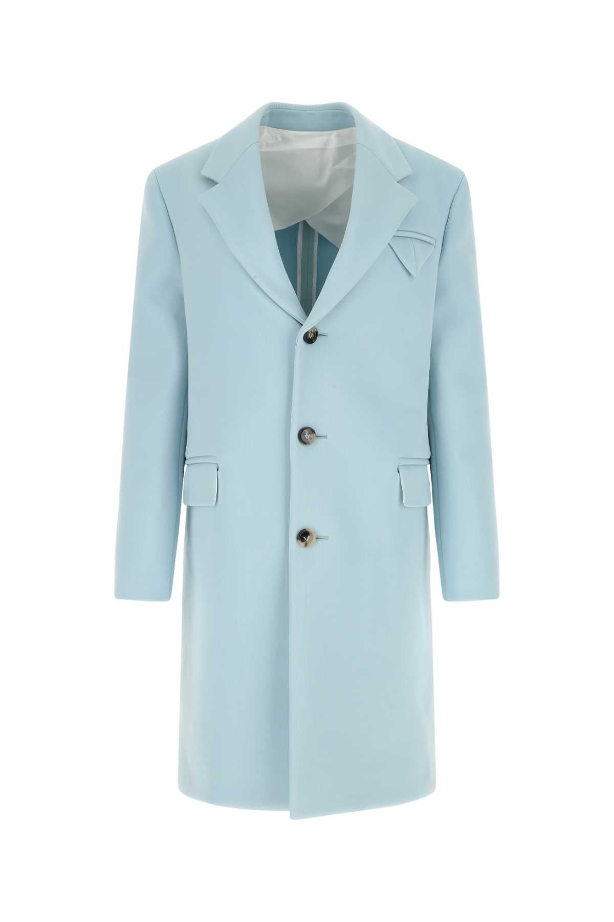 Bottega Veneta Women Pastel Light-Blue Tricotine Coat - JUSTLUXURY