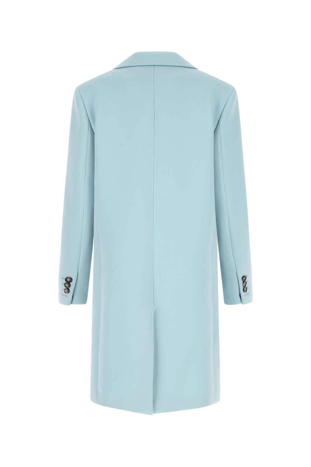 Bottega Veneta Women Pastel Light-Blue Tricotine Coat - JUSTLUXURY