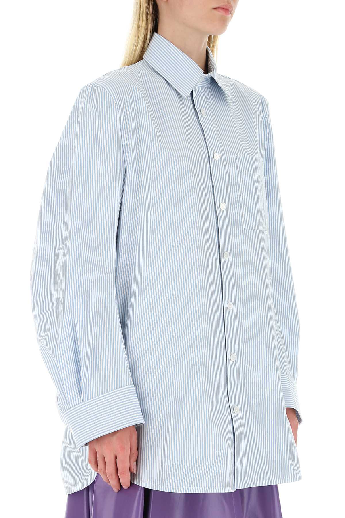 Bottega Veneta Women Embroidered Cotton Oversize Shirt - JUSTLUXURY