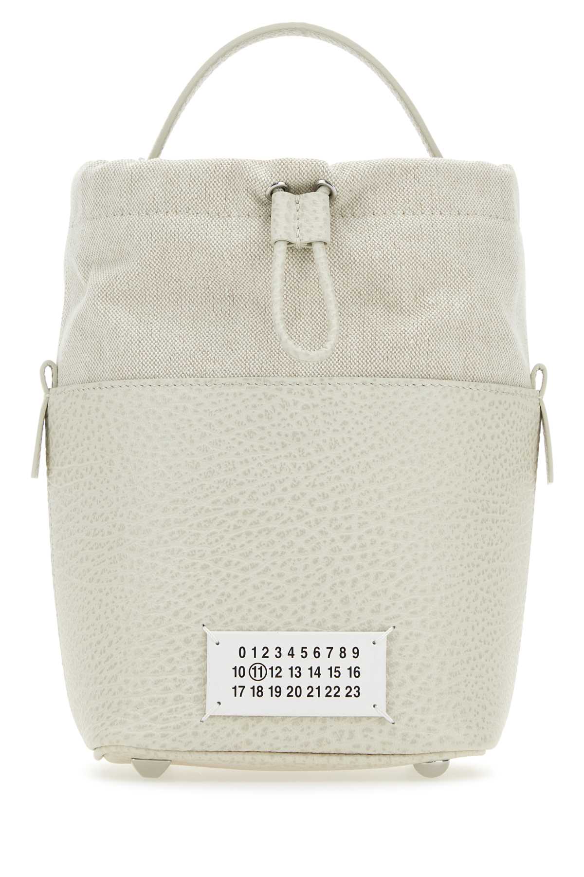 Maison Margiela Women Chalk Leather And Canvas Mini 5Ac Bucket Bag - JUSTLUXURY