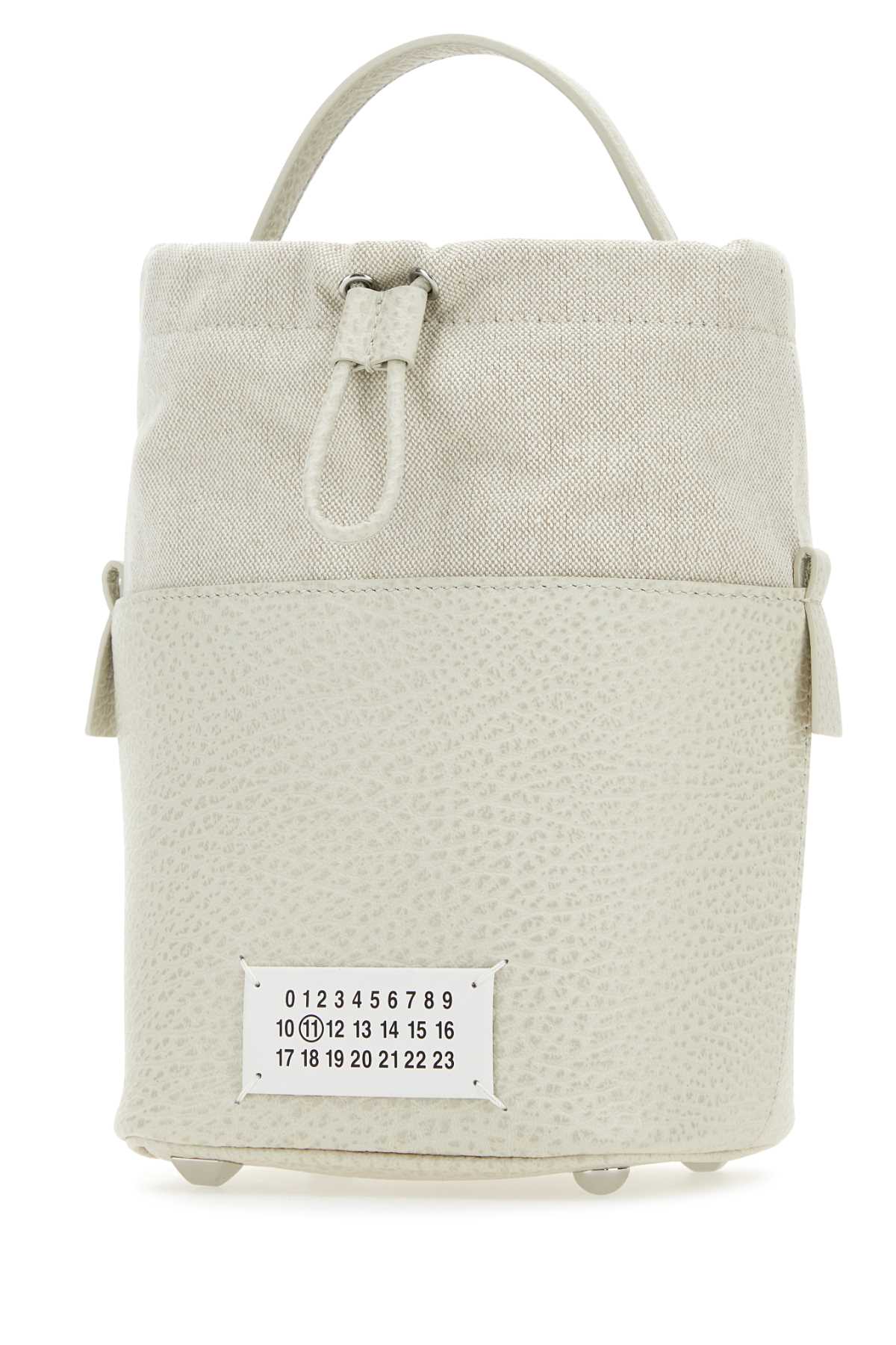 Maison Margiela Women Chalk Leather And Canvas Mini 5Ac Bucket Bag - JUSTLUXURY