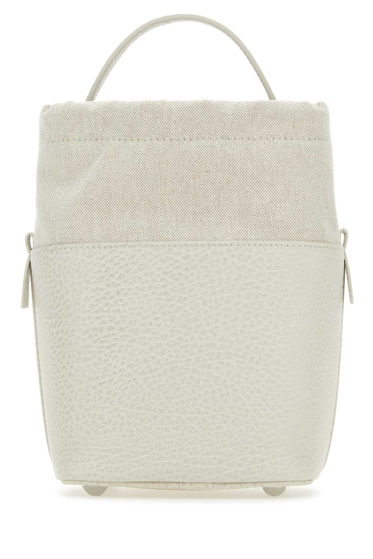 Maison Margiela Women Chalk Leather And Canvas Mini 5Ac Bucket Bag - JUSTLUXURY