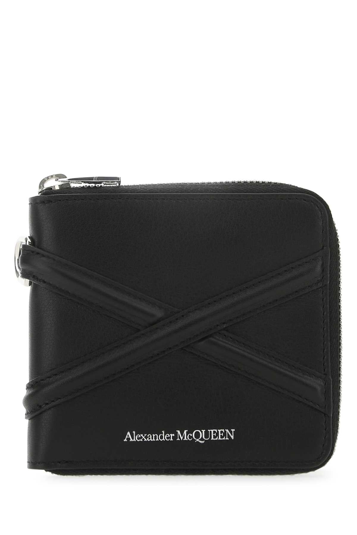 Alexander Mcqueen Men Black Leather Wallet - JUSTLUXURY