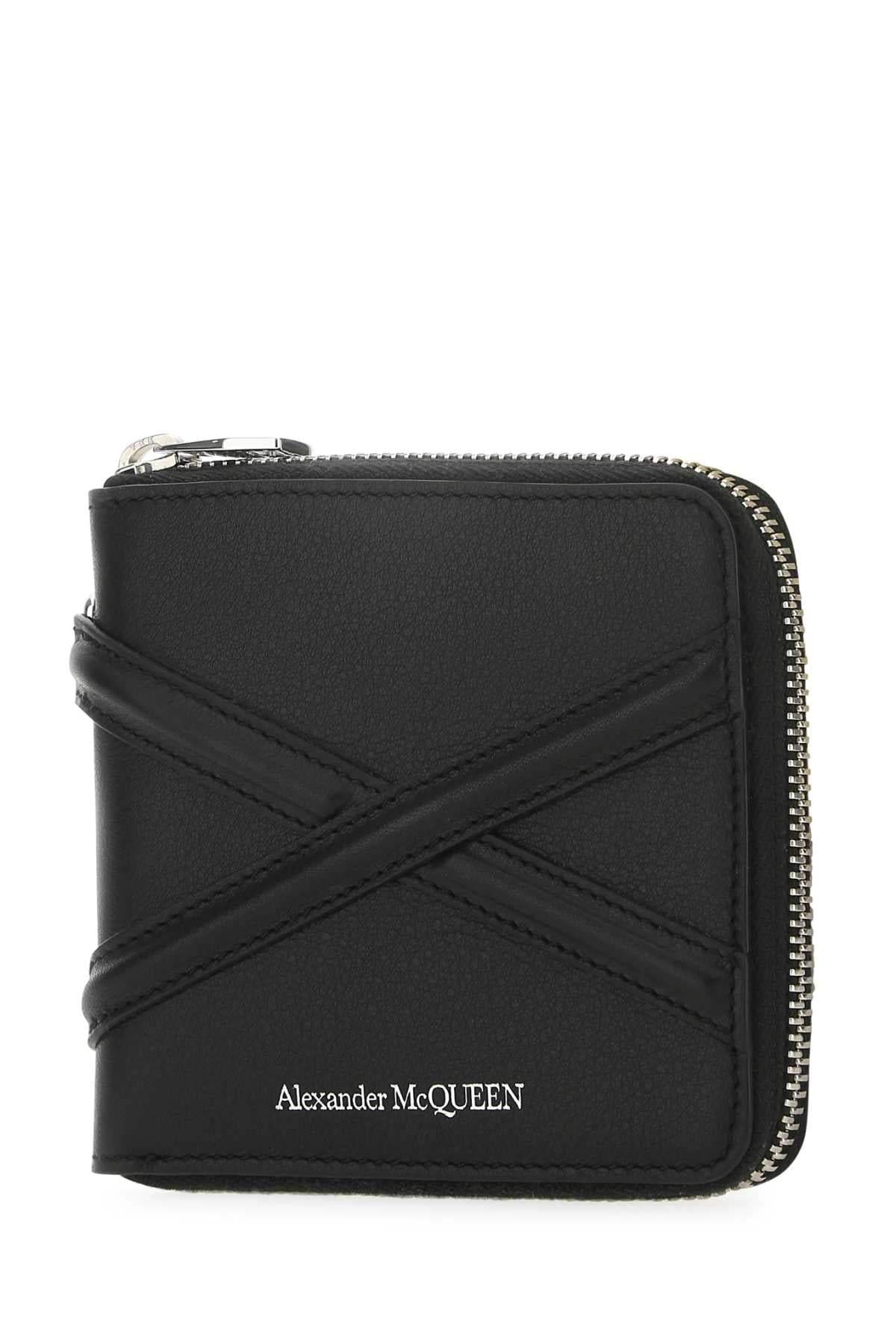Alexander Mcqueen Men Black Leather Wallet - JUSTLUXURY