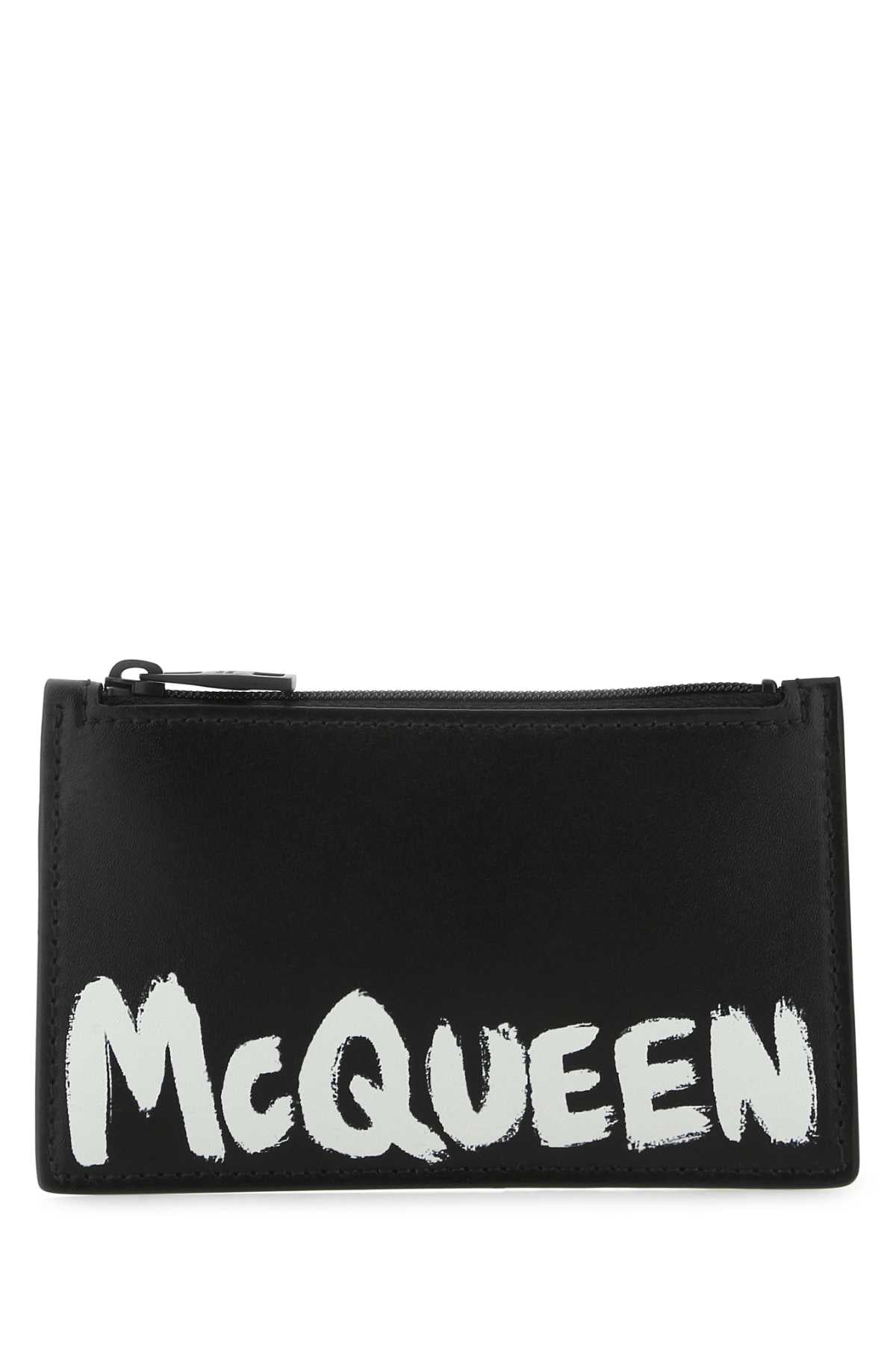 Alexander Mcqueen Men Black Leather Card Holder - JUSTLUXURY