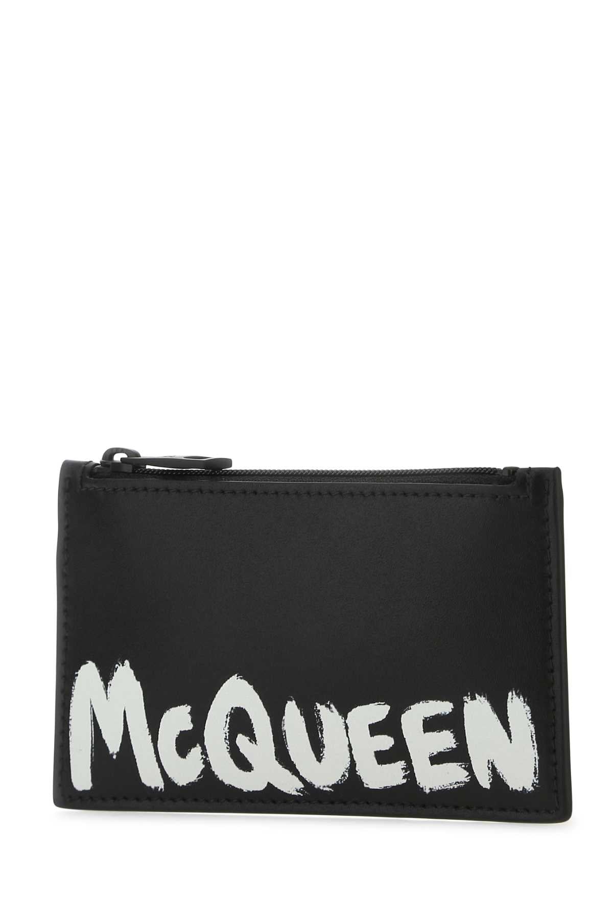 Alexander Mcqueen Men Black Leather Card Holder - JUSTLUXURY