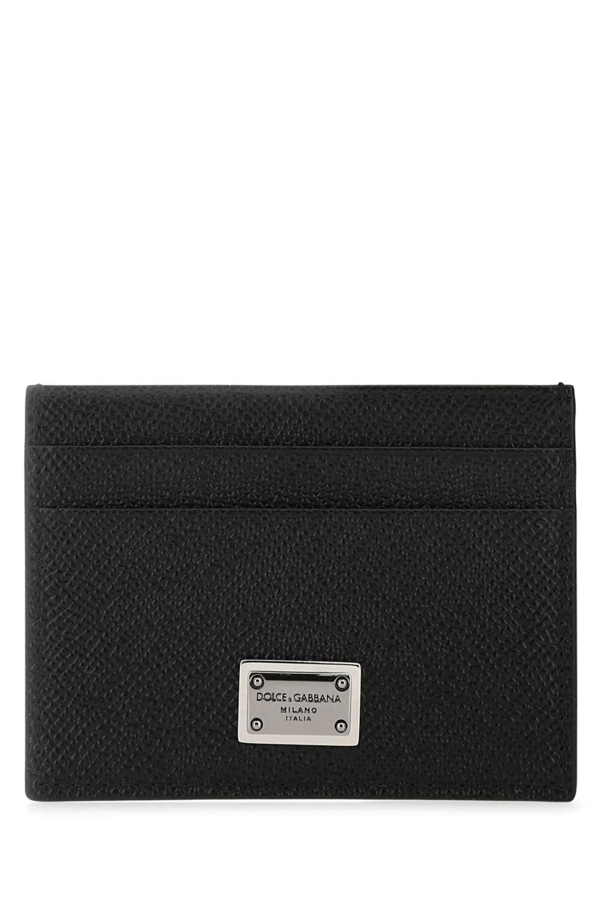 Dolce & Gabbana Men Black Leather Card Holder - JUSTLUXURY