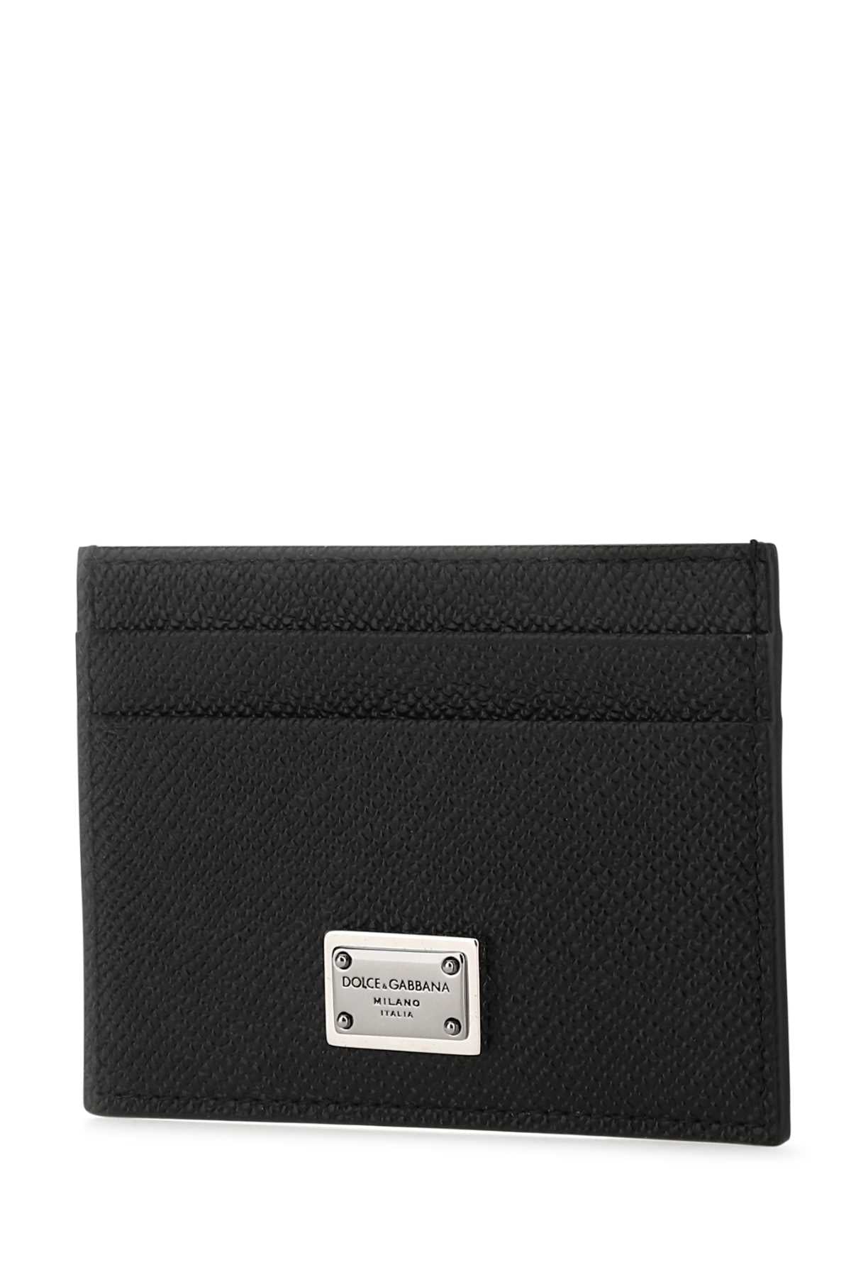 Dolce & Gabbana Men Black Leather Card Holder - JUSTLUXURY