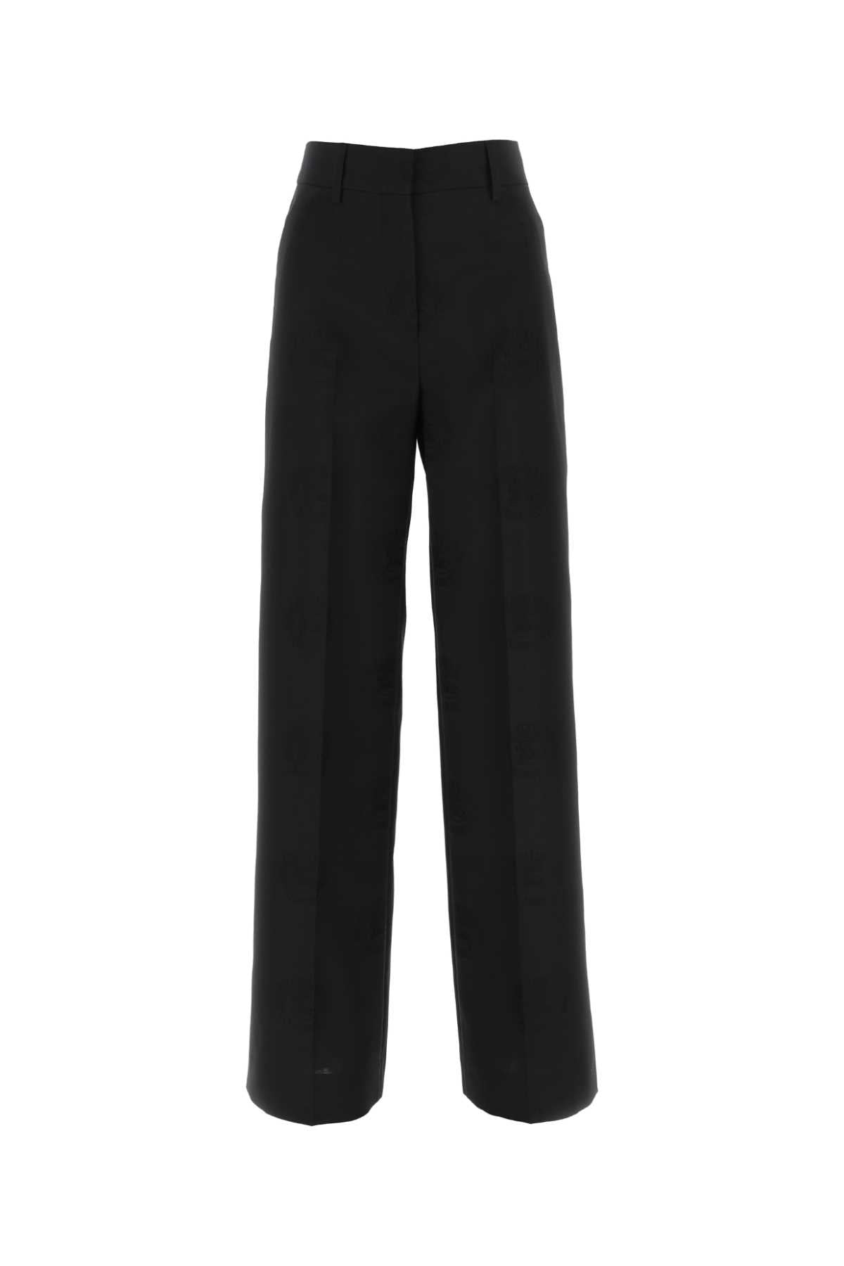 Burberry Women Black Wool Blend Wide-Leg Pant - JUSTLUXURY