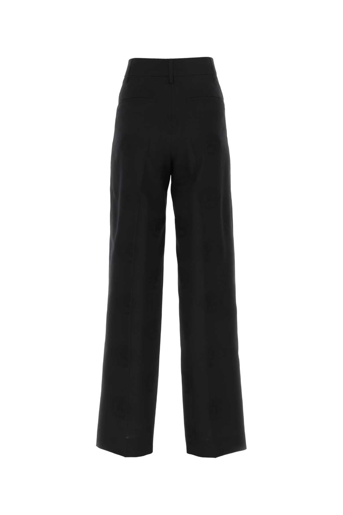 Burberry Women Black Wool Blend Wide-Leg Pant - JUSTLUXURY