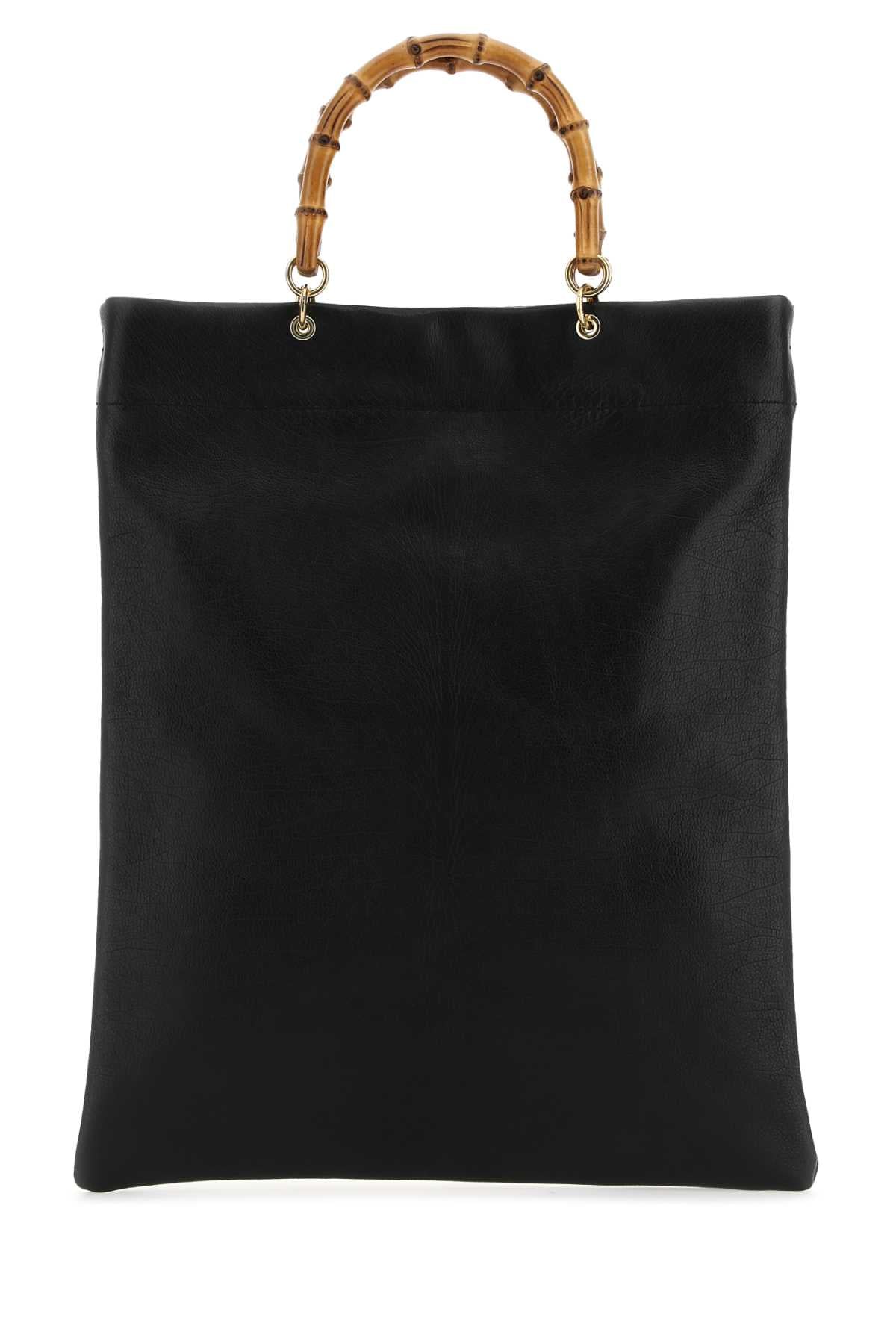Jil Sander Women Black Leather Medium Shopping Bag - JUSTLUXURY