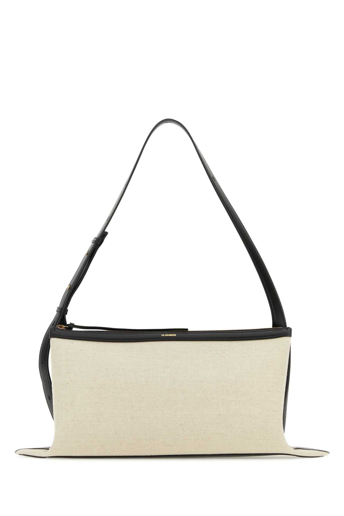 Jil Sander Women Two-Tone Canvas And Leather Medium Empire Shoulder Bag - JUSTLUXURY