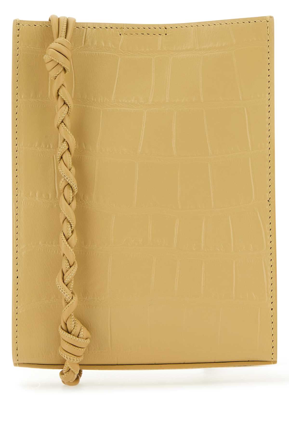 Jil Sander Women Beige Leather Small Tangle Shoulder Bag - JUSTLUXURY