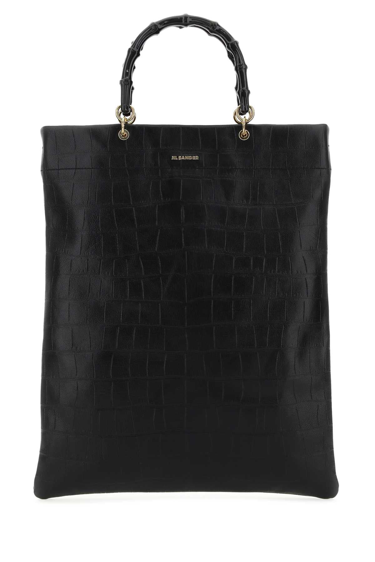 Jil Sander Women Black Leather Medium Shopping Bag - JUSTLUXURY