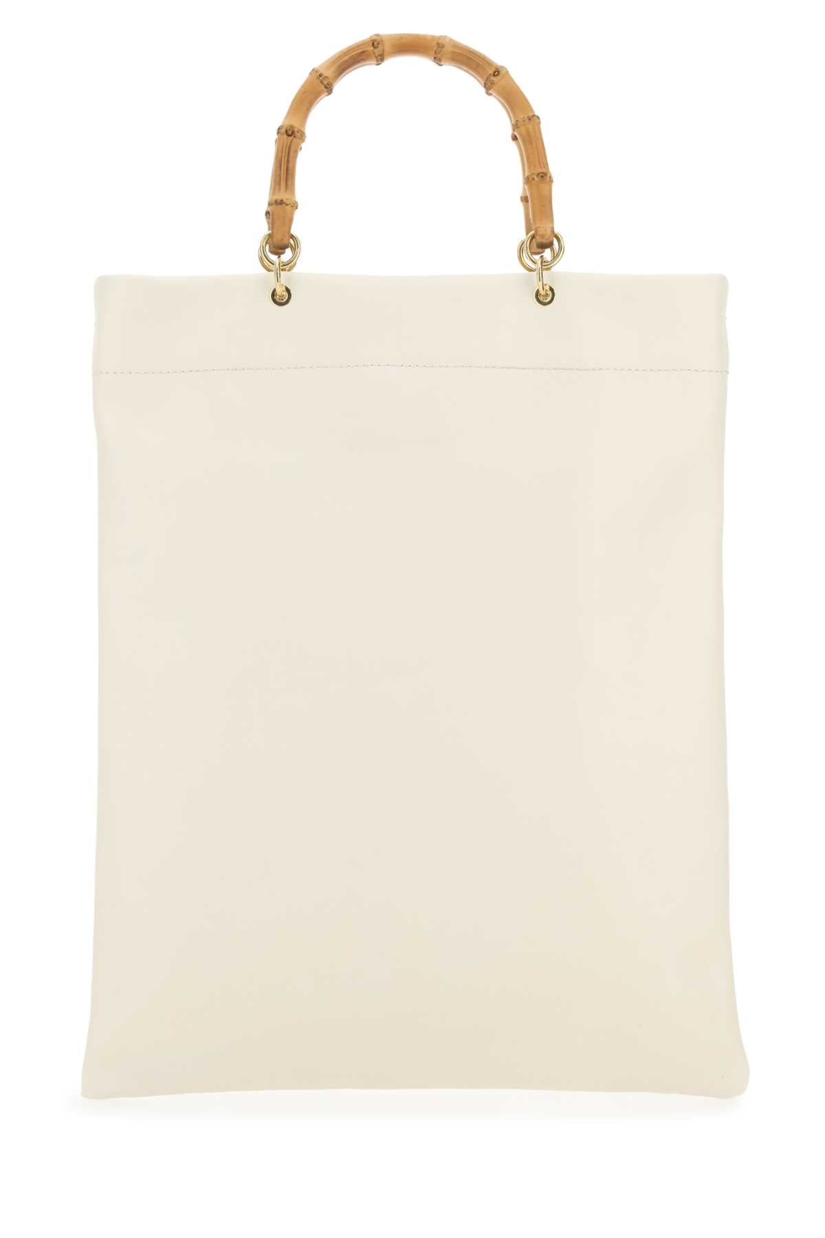 Jil Sander Women Ivory Leather Medium Shopping Bag - JUSTLUXURY