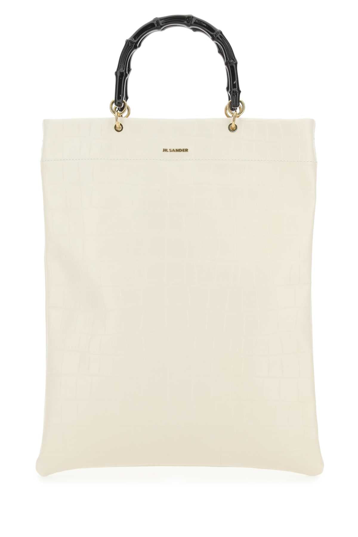 Jil Sander Women Ivory Leather Medium Shopping Bag - JUSTLUXURY