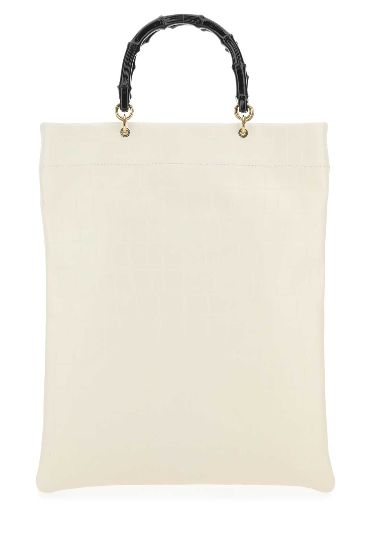 Jil Sander Women Ivory Leather Medium Shopping Bag - JUSTLUXURY